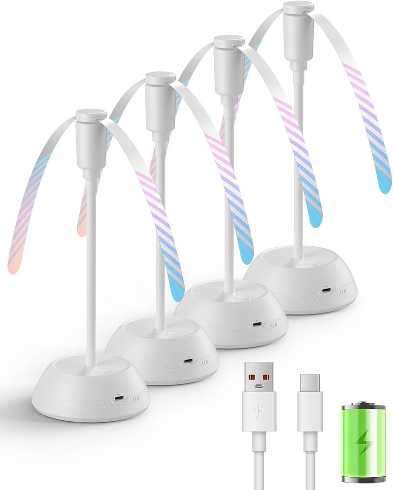 Edvision 4PCS Food Fan for Table, 2000mAh Rechargeable Portable Tabletop Fans with Holographic Blades and 360° Goose-Neck, Table Food Spinner Quiet for Picnic, Home, Party, BBQ(White) - Image 1